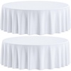 Wealuxe [2 Pack] White Round Tablecloths 60 Inch [for 20-48” Tables] 200 GSM Premium Quality Textured Washable Polyester Fabric Table Cloth [60” is Not Table Size](White)