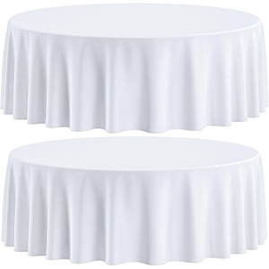 Wealuxe [2 Pack] White Round Tablecloths 60 Inch [for 20-48” Tables] 200 GSM Premium Quality Textured Washable Polyester Fabric Table Cloth [60” is Not Table Size](White)